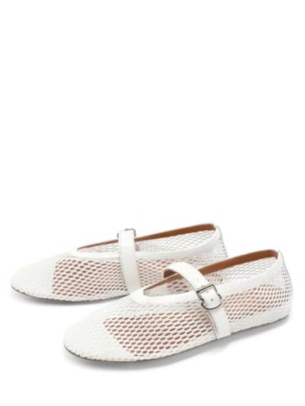 Women's Mesh Ballet Flats with Fishnet Design, Adjustable Mary Jane Strap,